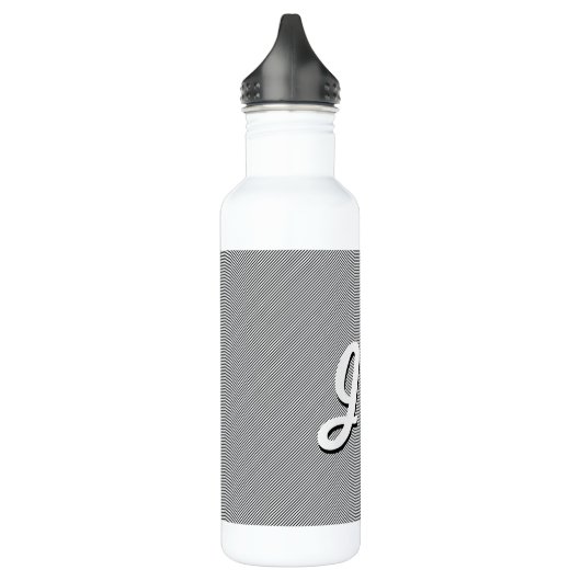 Dunne zwarte & witte strepen | Retrostyled Initial Waterfles (Links)