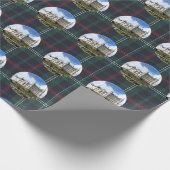 Dunrobin Castle On Blue Green Sutherland Tartan Cadeaupapier (Hoek)