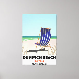 Dunwch Beach Suffolk vintage treinposter Canvas Afdruk