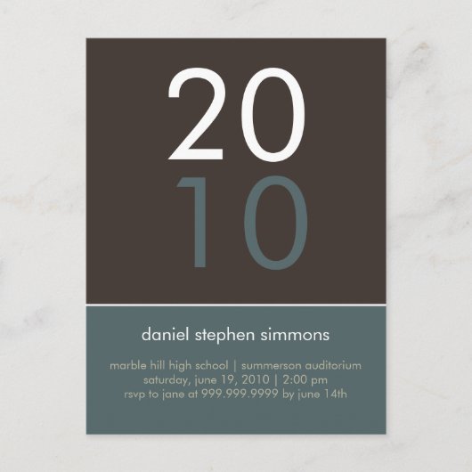 "Duo" Cadet Blue & Tan Afstuderen Invitation Uitnodiging Briefkaart (Voorkant)