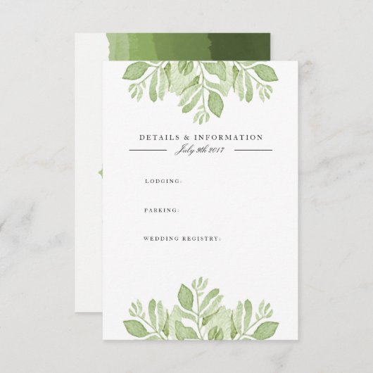 Duo Feuille vert | Carte d'information sur l'aquar (Devant / Derrière)