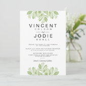 Duo Feuille vert | Invitation de mariage aquarelle (Debout devant)