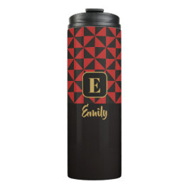 Duo Geo Black & Crimson Red Aangepaste namen Thermosbeker