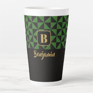 Duo Geo Black & Forest Green Aangepaste namen Latte Mok