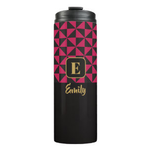 Duo Geo Black & Pink Aangepaste namen Thermosbeker