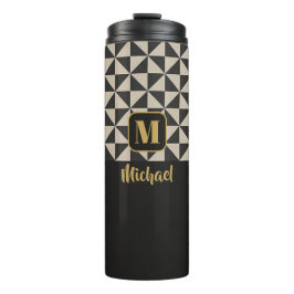 Duo Geo Black & Stone Grey Aangepaste namen Thermosbeker