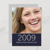 "Duo" Midnight Blue Graduation Invitation (Devant / Derrière)