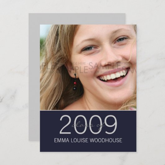 "Duo" Midnight Blue Graduation Invitation (Devant / Derrière)