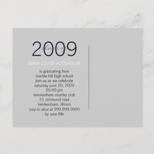 "Duo" Midnight Blue Graduation Invitation (Dos)