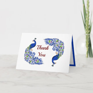 Duo Peacock Folded Wedding Thank You Cards Bedankkaart