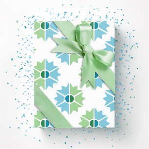 Duo Starburst in Groen en Aqua Cadeaupapier