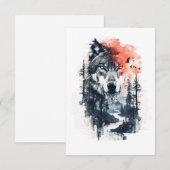 Duo Tone Wolf Illustratie Bedankkaart (Voorkant / Achterkant)