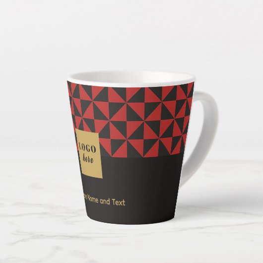 Duo zwart en karmozijnrood ambacht - Business Logo Latte Mok (Rechterhoek)