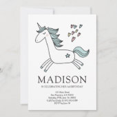 Duodle Coeur de l'Unicorne Invitation d'anniversai (Devant)