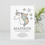 Duodle Cute Unicorn Stars Invitation Anniversaire (Debout devant)