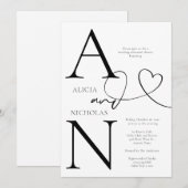 Duogram White Wedding Rehearsal Dinner Kaart (Voorkant / Achterkant)