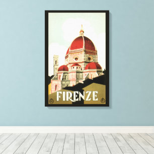 Duomo in Firenze Florence Italië Vintage Travel Ar Canvas Afdruk