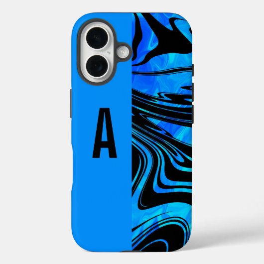 Duotone Block and Swirl Blue Case-Mate iPhone Case (Achterkant)
