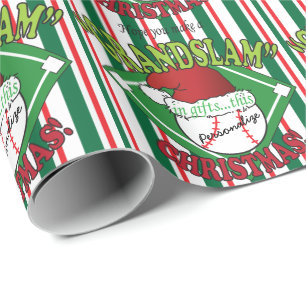 *DUPE Grand Slam Baseball Kerstmis DIY-naam Cadeaupapier