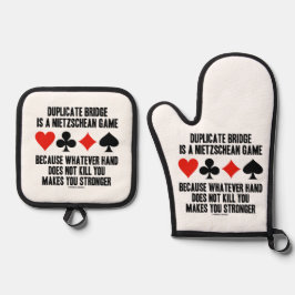 Duplicate Bridge is een Nietzschean Game Humor Ovenwant & Pannenlap Set