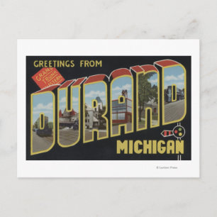 Durand, Michigan - Large Letter Scenes Briefkaart