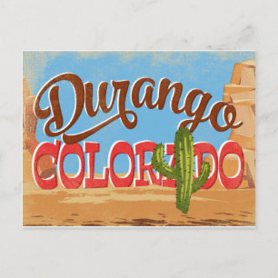 Durango Colorado Cartoon Desert Vintage Travel Briefkaart