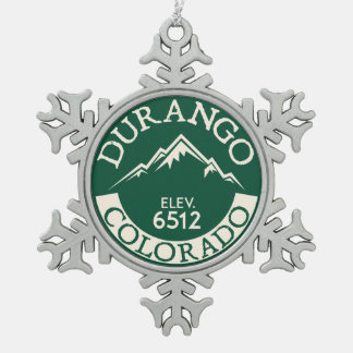 Durango Colorado Skiing Snowboarding Ski Hike Tin Sneeuwvlok Ornament
