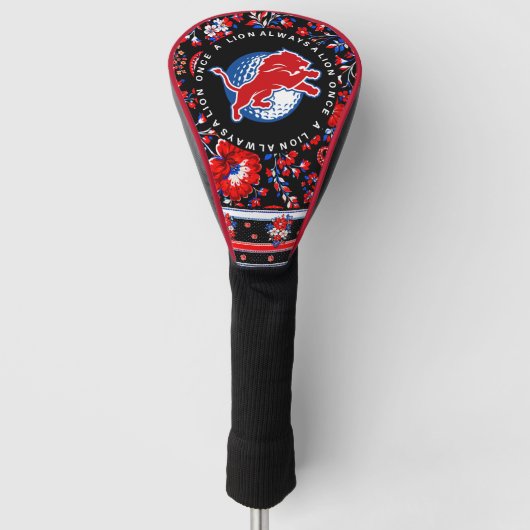 Durant Lions Golf - Red floral Golfheadcover (Voorkant)