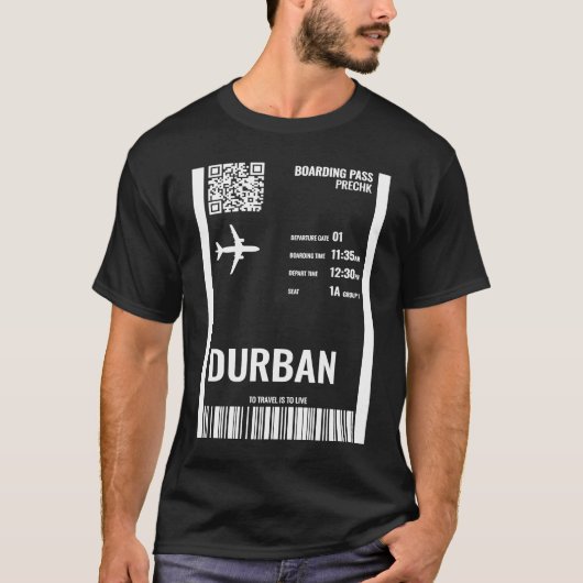 Durban Zuid-Afrika Boarding Pass Vliegticket T T-shirt (Voorkant)