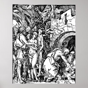 Durer Etching Descent in Hell Poster