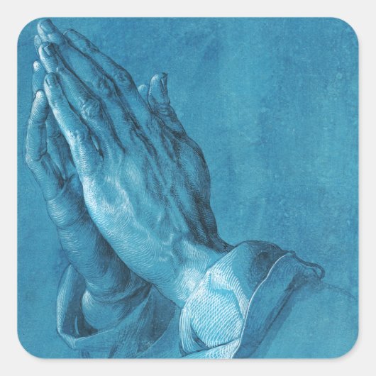 Durer Praying Hands Vierkante Sticker (Voorkant)
