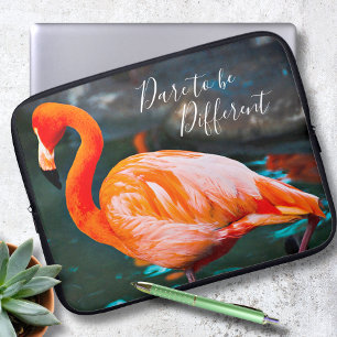 Durf anders te zijn Roze Flamingo Foto Modern Laptop Sleeve