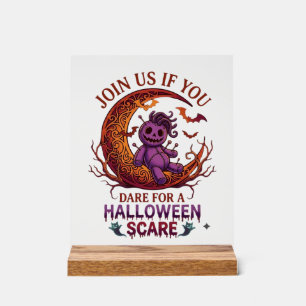 Durf Halloween Schrik Paarse Voodoo Pop Crescent M Acryl Bord