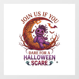 Durf Halloween Schrik Paarse Voodoo Pop Crescent M Raamsticker