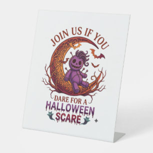 Durf Halloween Schrik Paarse Voodoo Pop Crescent M Reclamebord Met Voetstuk