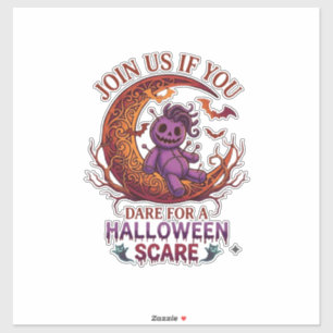 Durf Halloween Schrik Paarse Voodoo Pop Crescent M Sticker