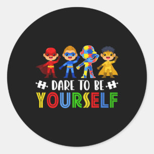 Durf jezelf te zijn Autism Awareness Day Superhero Ronde Sticker