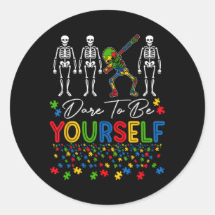 Durf Jijzelf Te Zijn Autisme Acceptatie Dabbing Sk Ronde Sticker