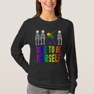 Durf Jijzelf Te Zijn Lgbt Trots Skelet Dabbing T-shirt