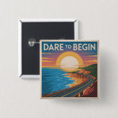 Durf te Beginnen Vierkante Button 5,1 Cm (Voorkant /achterkant)