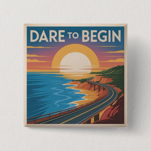 Durf te Beginnen Vierkante Button 5,1 Cm (Voorkant)