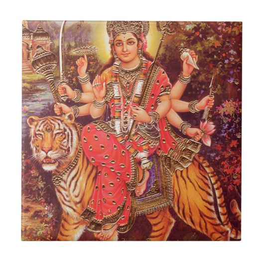 DURGA EN TIGER TEGELTJE (Voorkant)