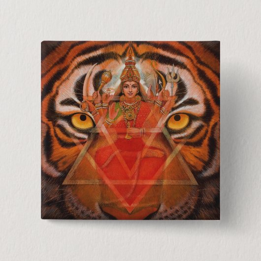 Durga en Tiger Vierkante Button 5,1 Cm (Voorkant)
