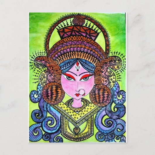 Durga Maa Briefkaart (Voorkant)