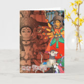 DURGA SHUBHA BIJAYA CARTE D'ACCUEIL (Fleur jaune)
