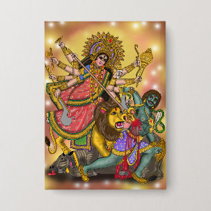 Durga vermoordt Mahishasura-knop Button
