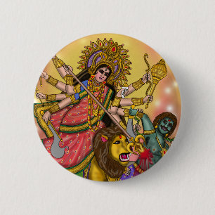 Durga vermoordt Mahishasura-knop Ronde Button 5,7 Cm