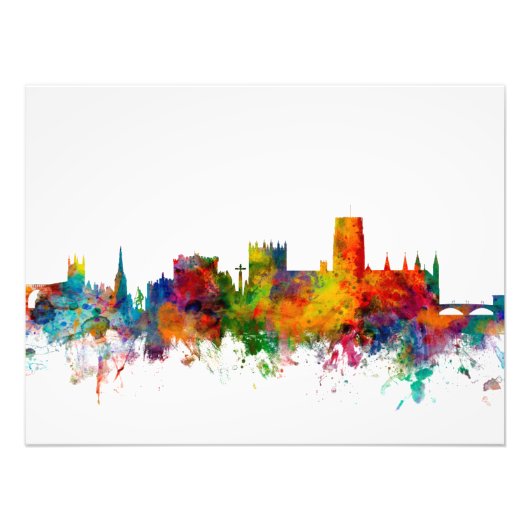 Durham England Skyline Cityscape Foto Afdruk (Voorkant)