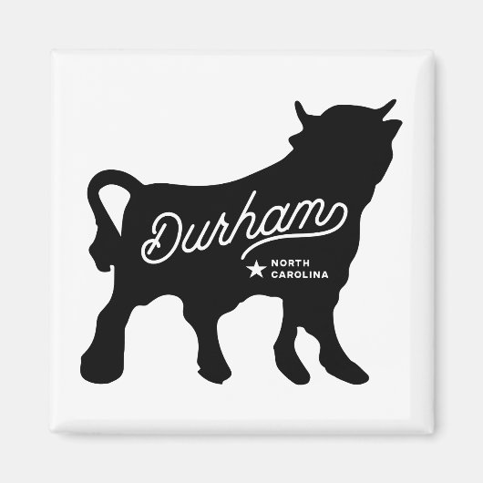 Durham NC Bull Square Magnet Magneet (Voorkant)