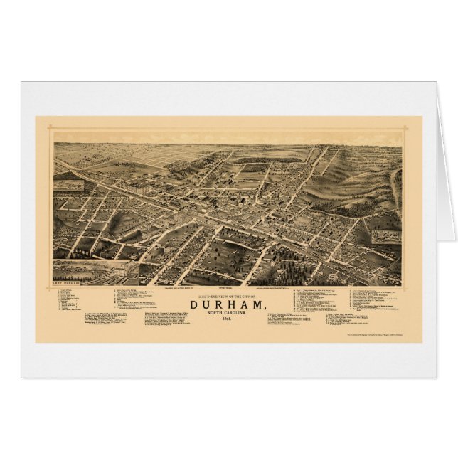 Durham, NC Panoramic Map - 1891 (Voorkant Horizontaal)